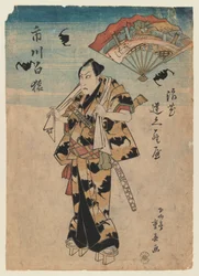 De acteur Ichikawa Hakuen in een kabuki-rol